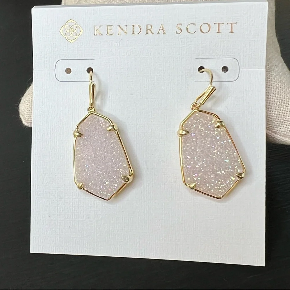 Kendra Scott Alexandria Drop Earrings in Gold/ Iridescent Drusy NWT